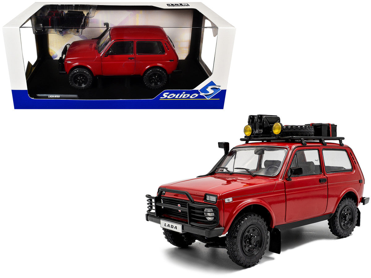 1980 Lada Niva Red with Roof Rack and Accessories 1/18 Diecast Model Car by Solido-4