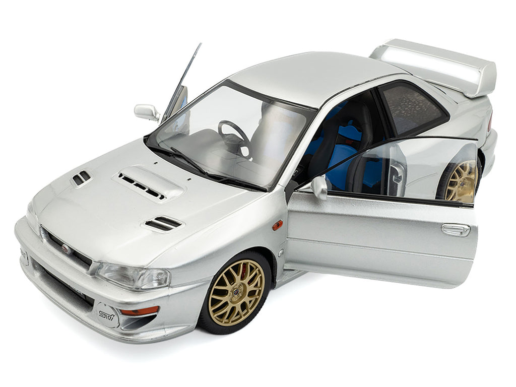 1998 Subaru Impreza 22B RHD (Right Hand Drive) Silver Metallic with Gold Wheels 1/18 Diecast Model Car by Solido-1