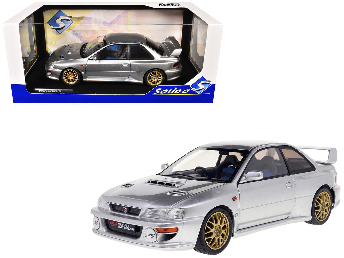 1998 Subaru Impreza 22B RHD (Right Hand Drive) Silver Metallic with Gold Wheels 1/18 Diecast Model Car by Solido-4