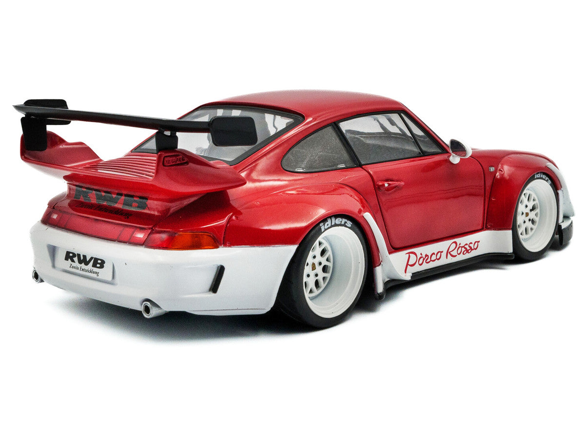 2020 RWB Bodykit "Porco Rosso" Red and White 1/18 Diecast Model Car by Solido-0
