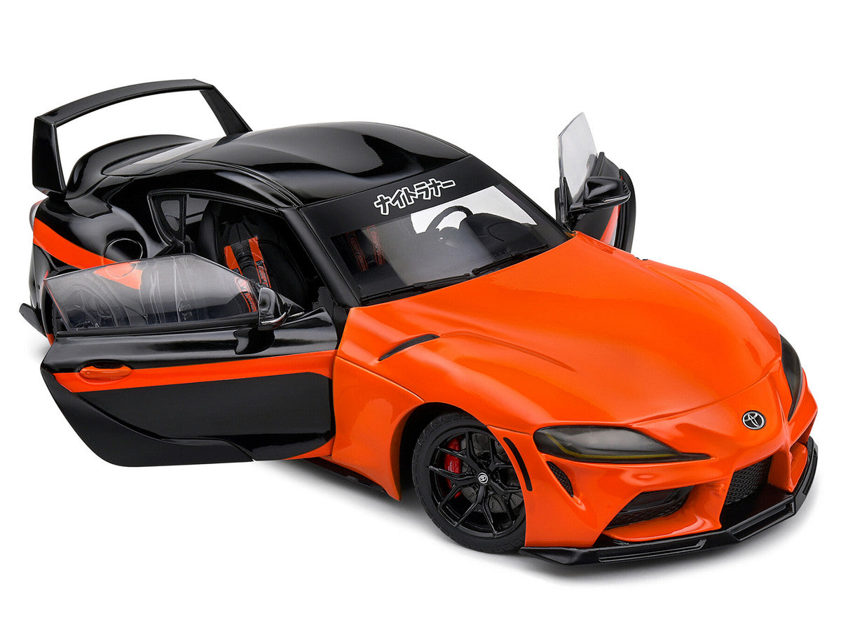 2024 Toyota GR Supra "StreetFighter" Orange and Black 1/18 Diecast Model Car by Solido-2