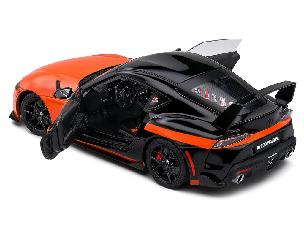 2024 Toyota GR Supra "StreetFighter" Orange and Black 1/18 Diecast Model Car by Solido-3