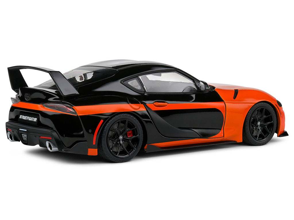 2024 Toyota GR Supra "StreetFighter" Orange and Black 1/18 Diecast Model Car by Solido-1