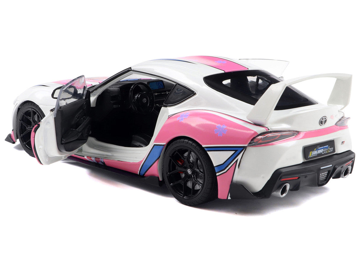 2024 Toyota GR Supra "Itasha" White with Graphics "StreetFighters" 1/18 Diecast Model Car by Solido-2