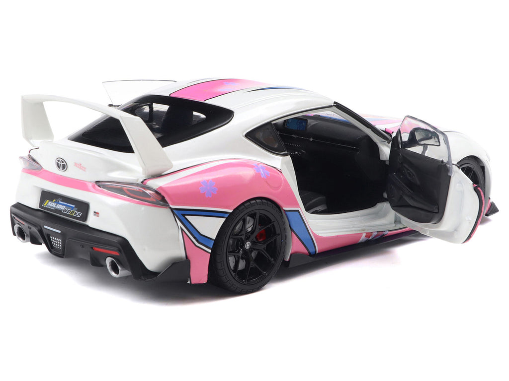 2024 Toyota GR Supra "Itasha" White with Graphics "StreetFighters" 1/18 Diecast Model Car by Solido-1