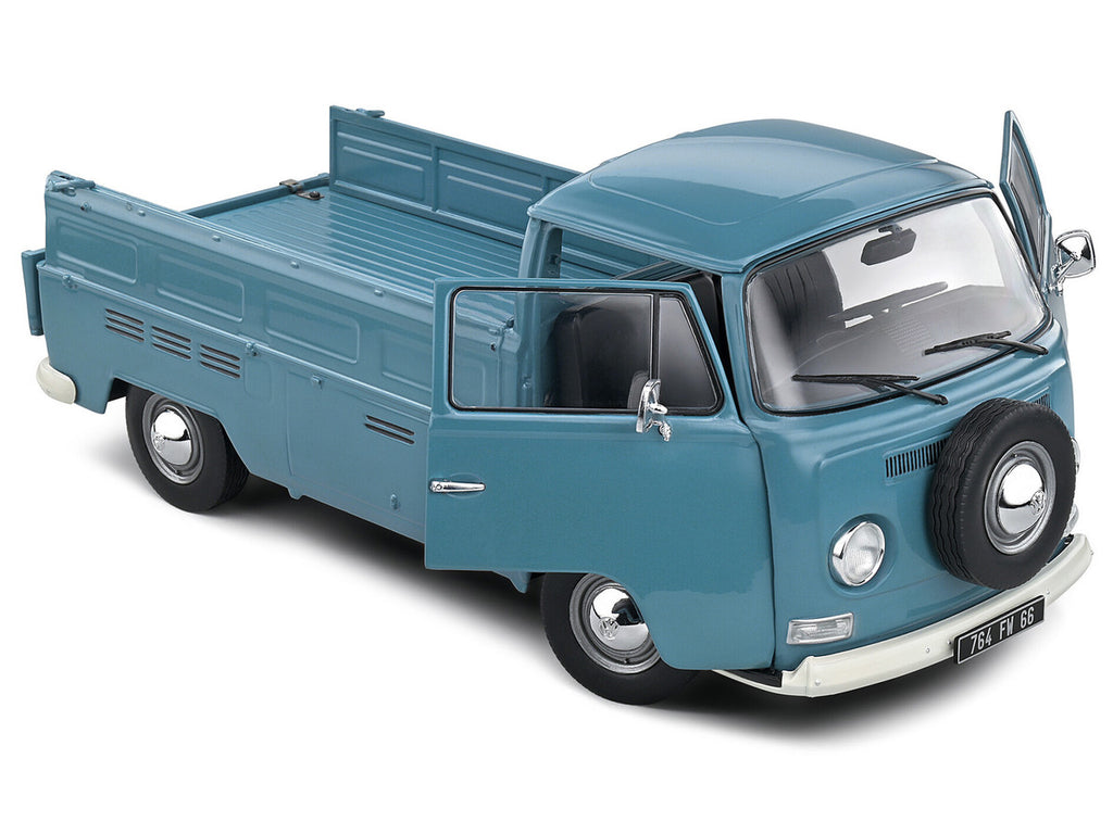 1968 Volkswagen T2 Pickup Truck Petrol Blue 1/18 Diecast Model Car by Solido-1