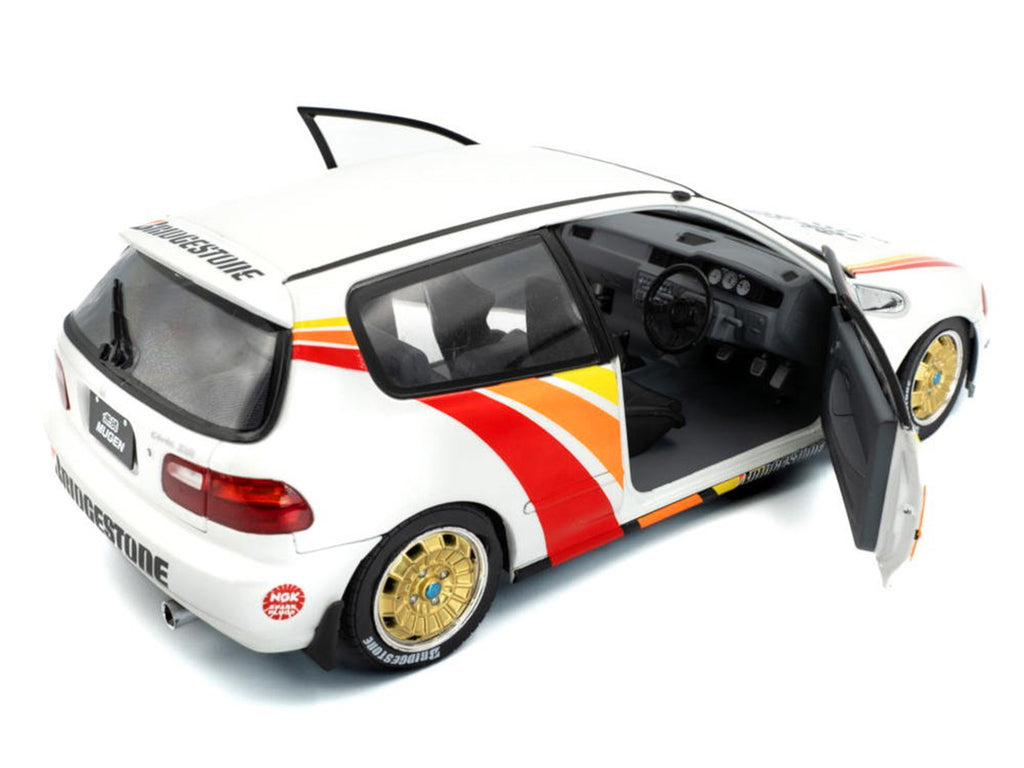 1991 Honda Civic (EG6) RHD (Right Hand Drive) "Mugen Racing" White with Stripes 1/18 Diecast Model Car by Solido-3
