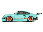 2025 Porsche 911 KS-R by Khyzyl Saleem "Blue Racer" Light Blue with Orange Stripes 1/18 Diecast Model Car by Solido-0