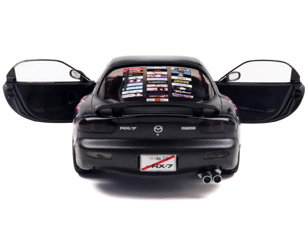 1994 Mazda RX7 (FDRS) RHD (Right Hand Drive) "Itasha Club" Black Metallic with Pink Graphics 1/18 Diecast Model Car by Solido-0