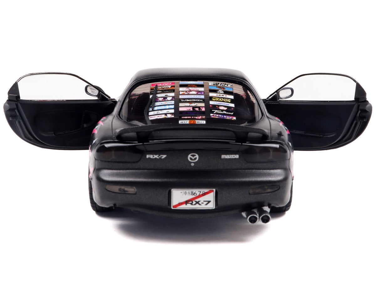 1994 Mazda RX7 (FDRS) RHD (Right Hand Drive) "Itasha Club" Black Metallic with Pink Graphics 1/18 Diecast Model Car by Solido-0