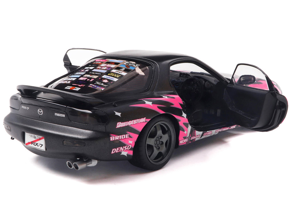1994 Mazda RX7 (FDRS) RHD (Right Hand Drive) "Itasha Club" Black Metallic with Pink Graphics 1/18 Diecast Model Car by Solido-2