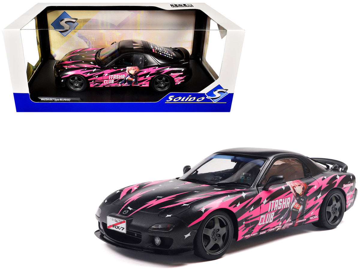 1994 Mazda RX7 (FDRS) RHD (Right Hand Drive) "Itasha Club" Black Metallic with Pink Graphics 1/18 Diecast Model Car by Solido-4