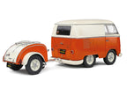 1950 Volkswagen Kool Kombi Van with Trailer Orange and White 1/18 Diecast Model Car by Solido-1
