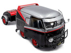 2024 Volkswagen Kool Kombi Sport Van with Trailer Black and Silver with Red Stripe 1/18 Diecast Model Car by Solido-3