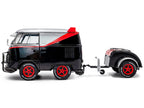2024 Volkswagen Kool Kombi Sport Van with Trailer Black and Silver with Red Stripe 1/18 Diecast Model Car by Solido-0