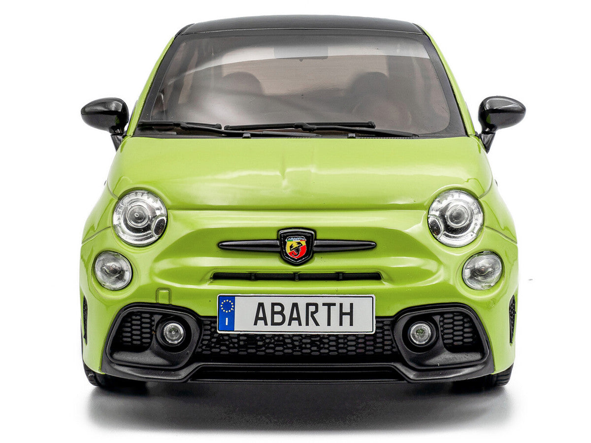 2023 Fiat F595 Abarth Verde Adrenalina Green with Black Top and Stripes 1/18 Diecast Model Car by Solido-4