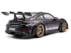 2024 Porsche 911 GT3 RS Weissach Package Viola Purple Metallic with Carbon Hood Stripes and Top 1/18 Diecast Model Car by Solido-3