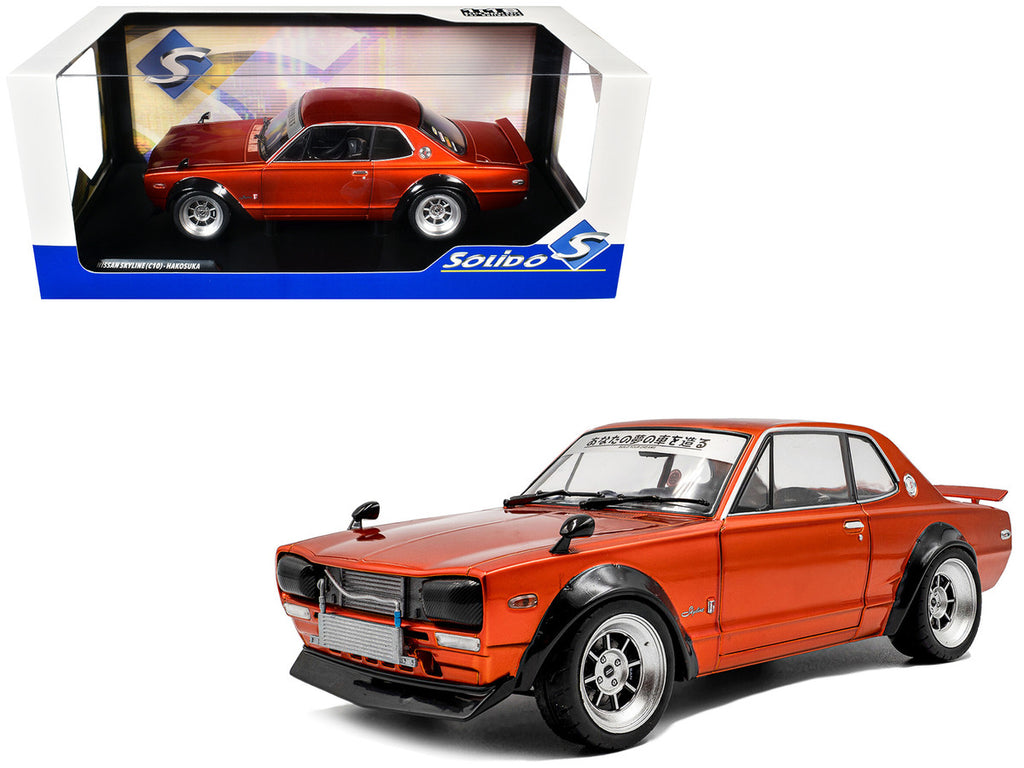 1970 Nissan Skyline (C10) Hakosuka RHD (Right Hand Drive) Orange Metallic 1/18 Diecast Model Car by Solido-4