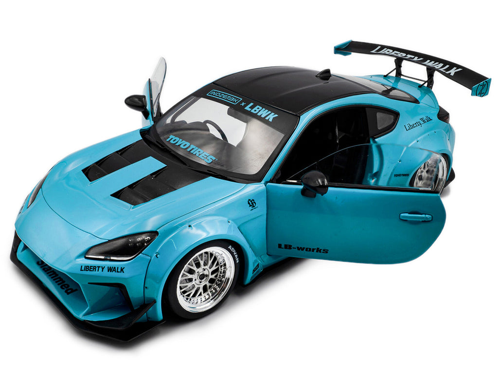 2024 Toyota GR86 LBWK Body Kit RHD (Right Hand Drive) Baby Blue with Black Top 1/18 Diecast Model Car by Solido-3