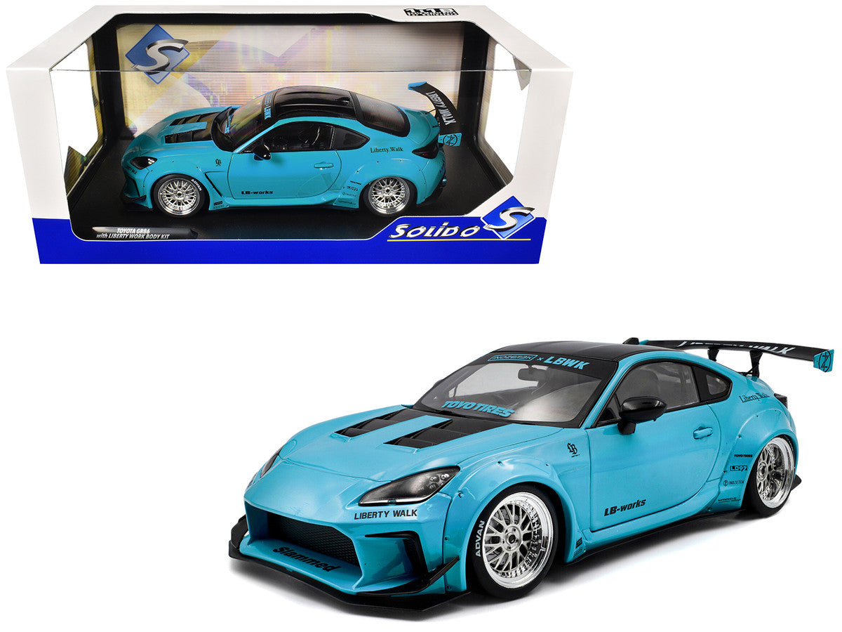2024 Toyota GR86 LBWK Body Kit RHD (Right Hand Drive) Baby Blue with Black Top 1/18 Diecast Model Car by Solido-4