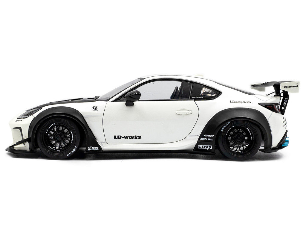 2024 Toyota GR86 LBWK Body Kit RHD (Right Hand Drive) Pearl White with Carbon Hood 1/18 Diecast Model Car by Solido-0