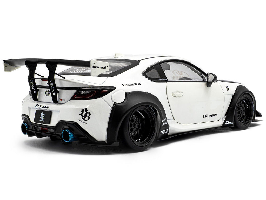 2024 Toyota GR86 LBWK Body Kit RHD (Right Hand Drive) Pearl White with Carbon Hood 1/18 Diecast Model Car by Solido-3