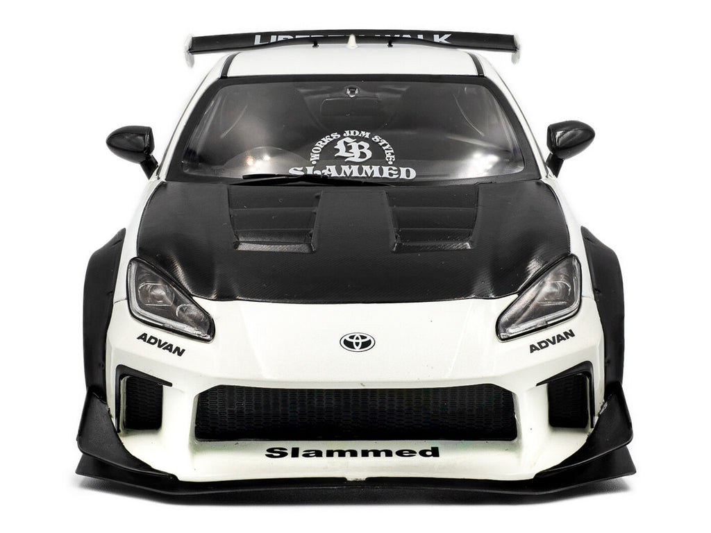 2024 Toyota GR86 LBWK Body Kit RHD (Right Hand Drive) Pearl White with Carbon Hood 1/18 Diecast Model Car by Solido-1
