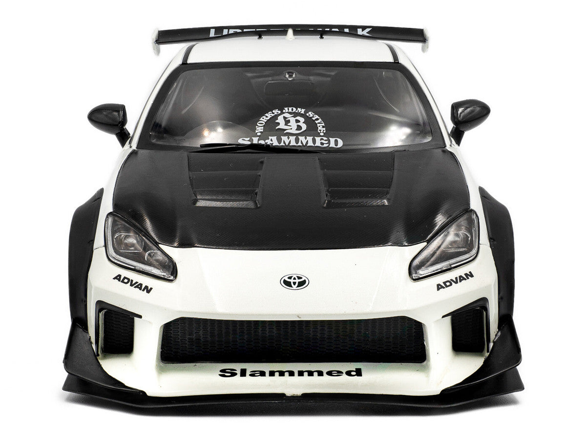2024 Toyota GR86 LBWK Body Kit RHD (Right Hand Drive) Pearl White with Carbon Hood 1/18 Diecast Model Car by Solido-1