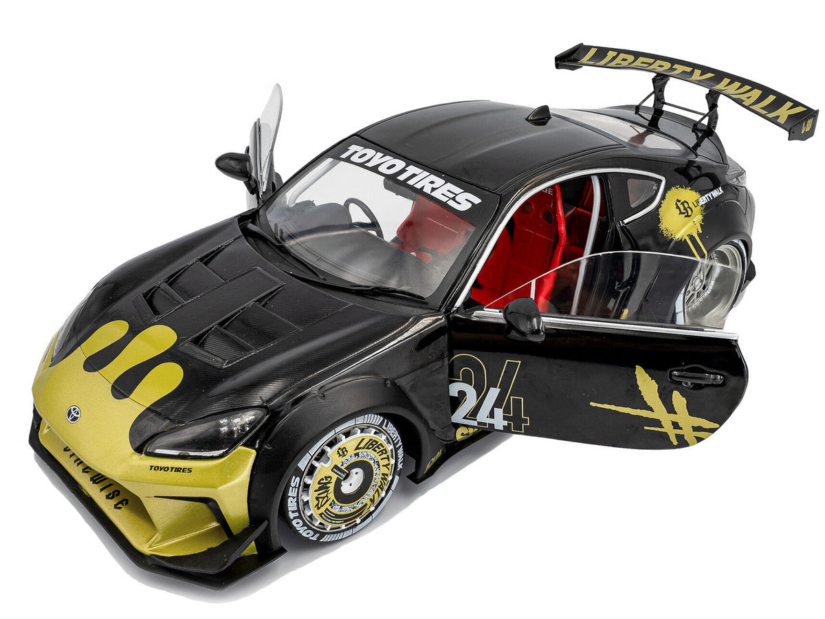 2024 Toyota GR86 Liberty Walk Body Kit RHD (Right Hand Drive) #24 Black with Gold Graphics 1/18 Diecast Model Car by Solido-3