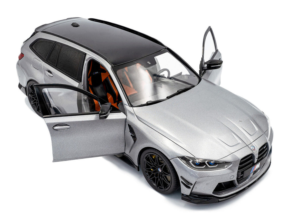 2024 BMW M3 Competition M xDrive Touring Frozen Pure Gray Metallic with Black Top 1/18 Diecast Model Car by Solido-1