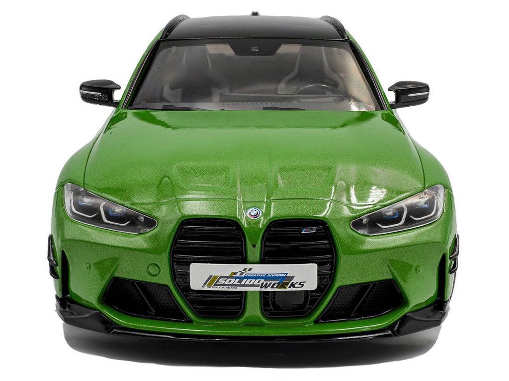 2024 BMW M3 Competition M xDrive Touring Green Metallic with Black Top 1/18 Diecast Model Car by Solido-2