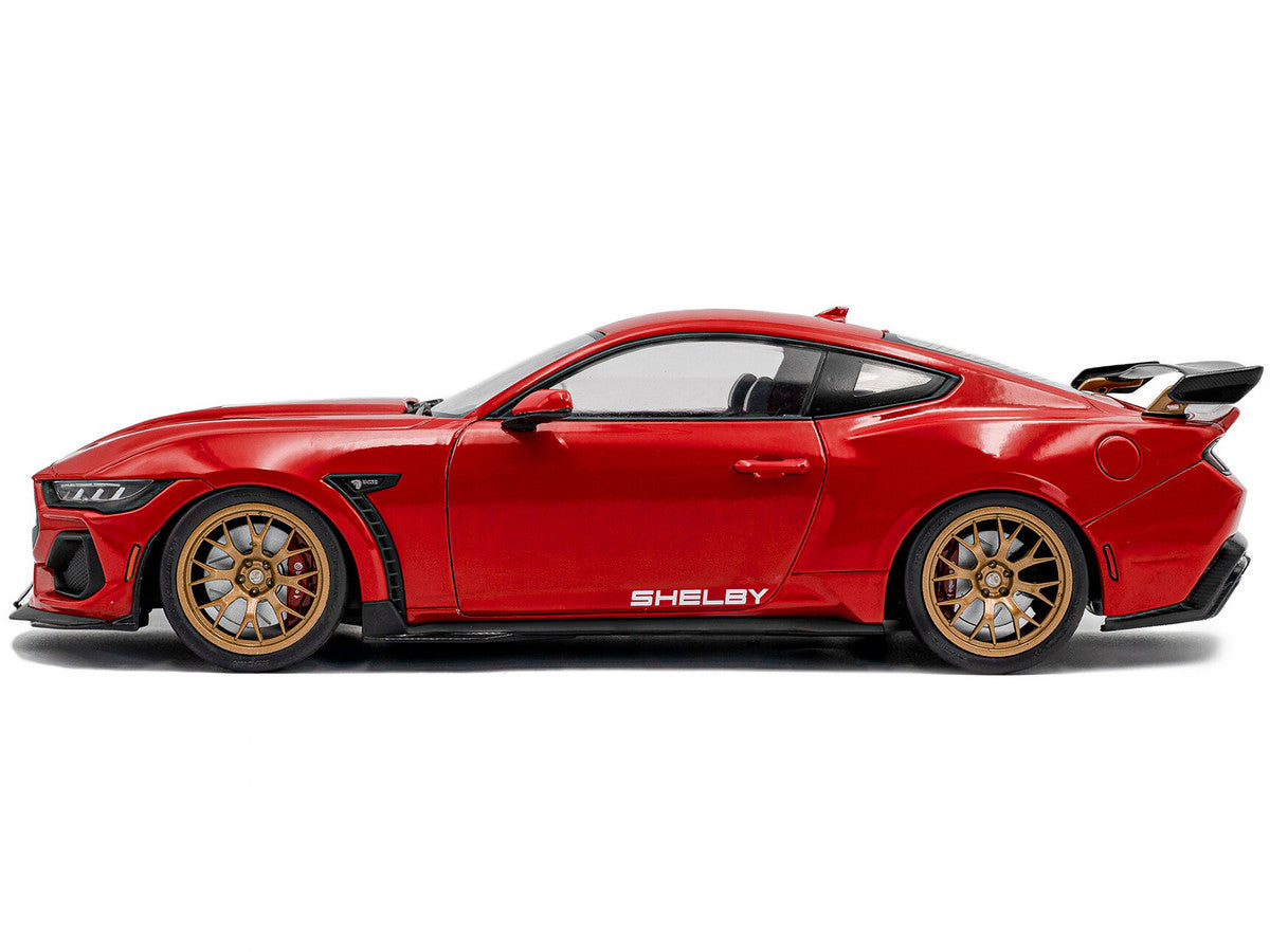 2024 Ford Shelby Mustang Super Snake Race Red with White Stripes 1/18 Diecast Model Car by Solido-2
