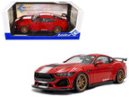 2024 Ford Shelby Mustang Super Snake Race Red with White Stripes 1/18 Diecast Model Car by Solido-0