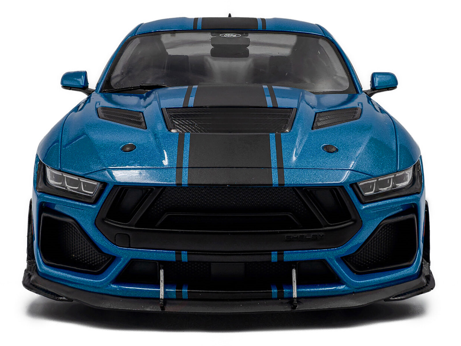 2024 Ford Shelby Mustang Super Snake Grabber Blue Metallic with Black Stripes 1/18 Diecast Model Car by Solido