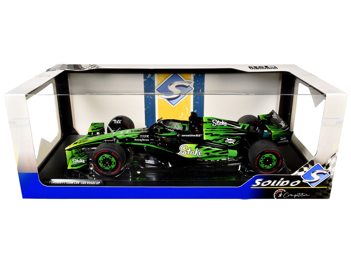 Kick Sauber C44 #77 Valtteri Bottas "Stake F1 Team Kick Sauber" Formula One F1 "Las Vegas GP" (2024) "Competition" Series 1/18 Diecast Model Car by Solido-0