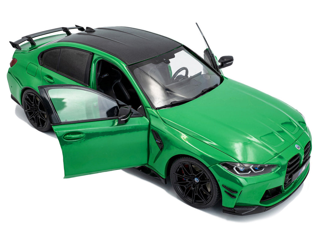 2024 BMW M3 Competition Signal Green with Carbon Top 1/18 Diecast Model Car by Solido-1