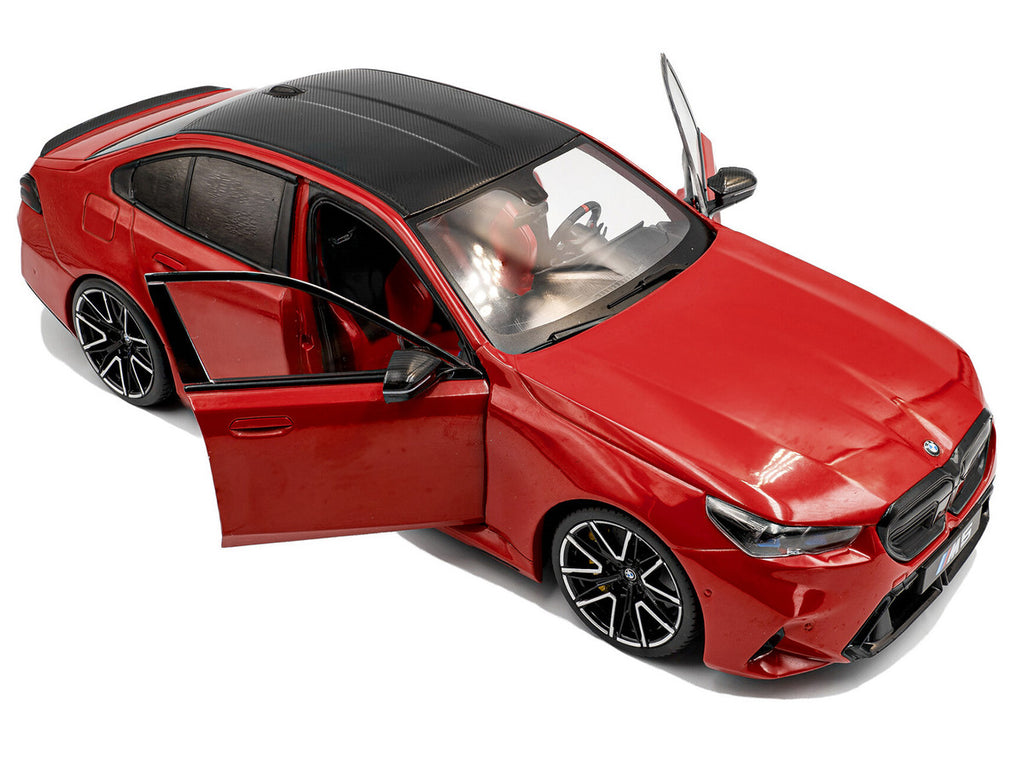 2025 BMW M5 Fire Red with Black Top 1/18 Diecast Model Car by Solido-3