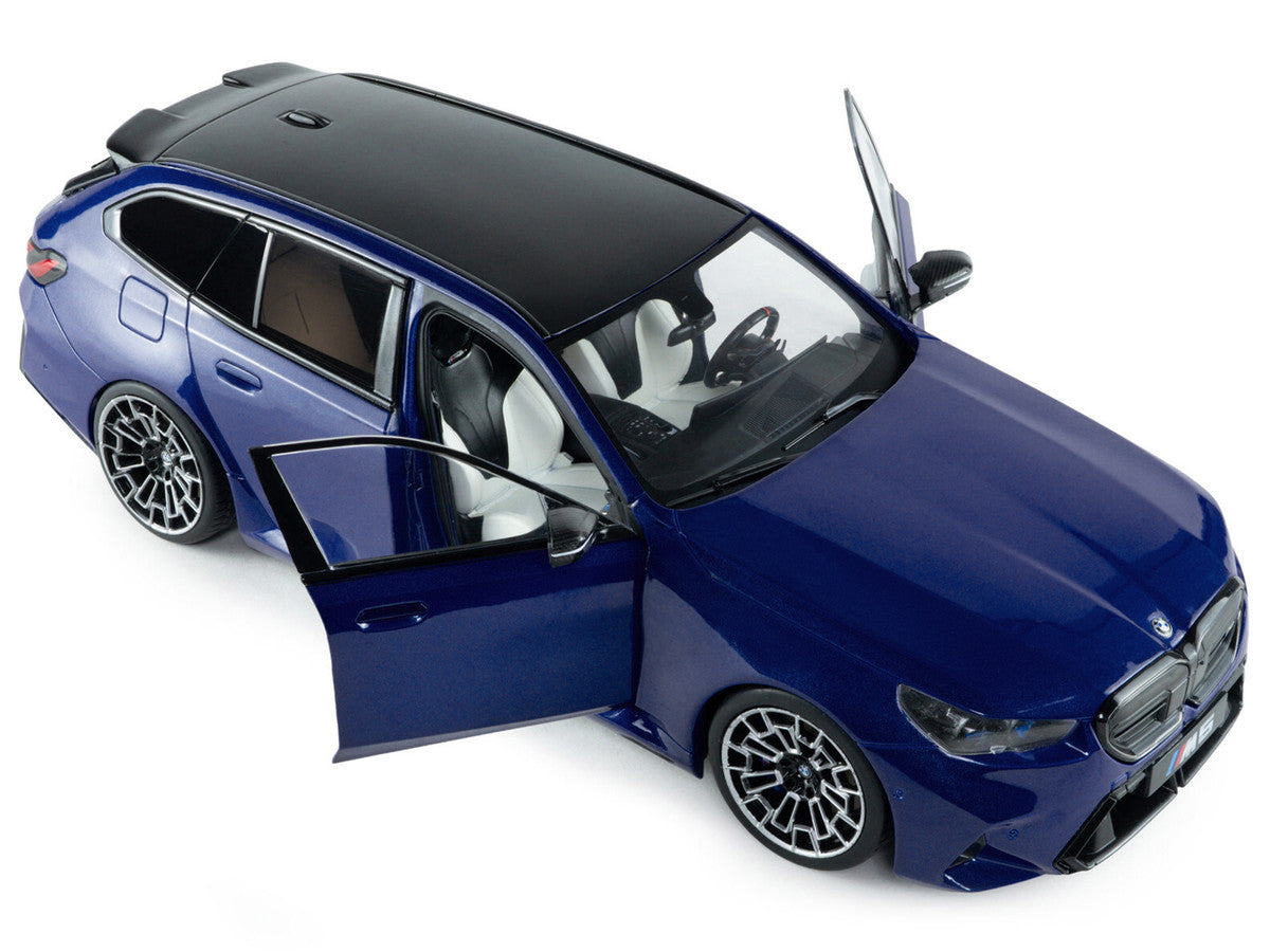 2025 BMW M5 Touring Marina Bay Blue Metallic with Black Top 1/18 Diecast Model Car by Solido-3
