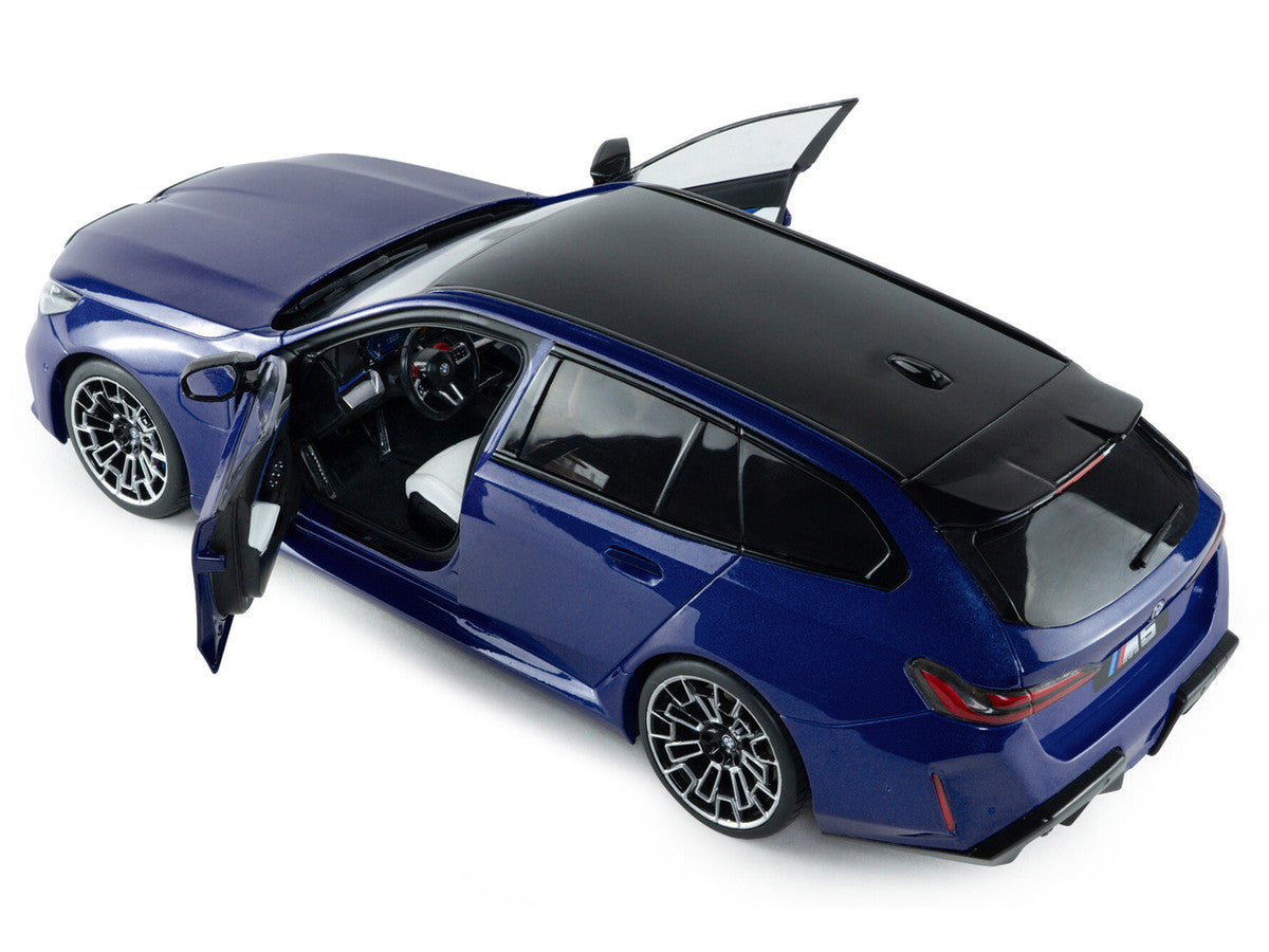 2025 BMW M5 Touring Marina Bay Blue Metallic with Black Top 1/18 Diecast Model Car by Solido-2