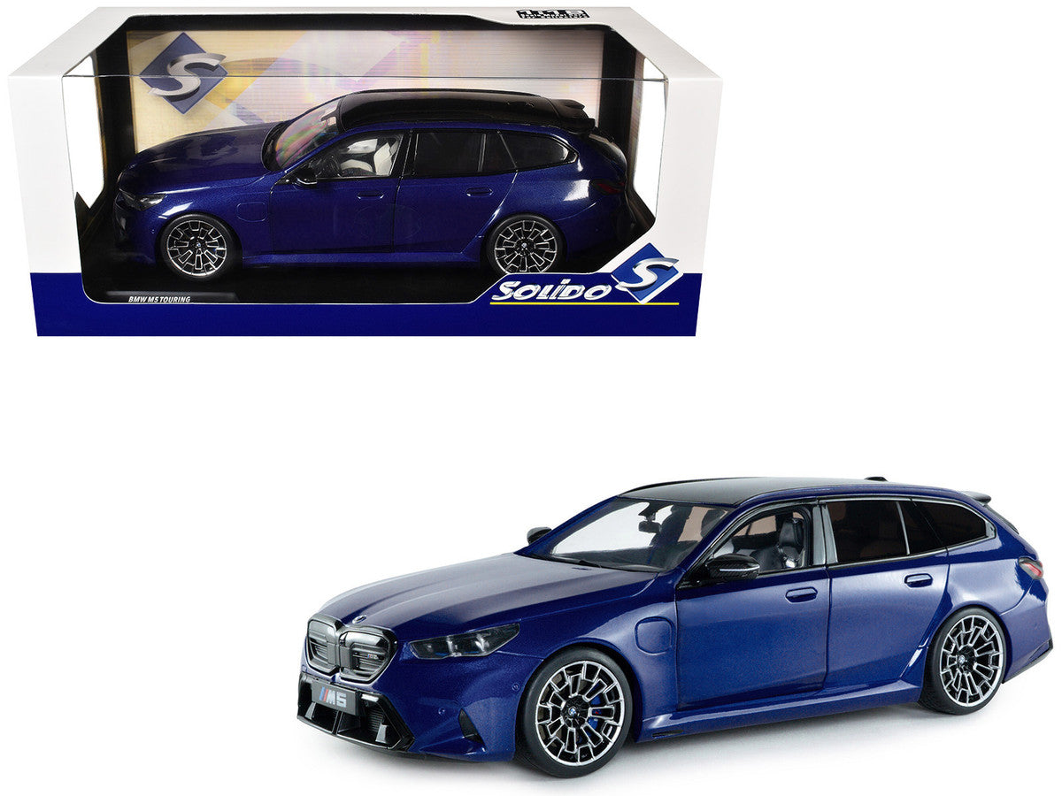 2025 BMW M5 Touring Marina Bay Blue Metallic with Black Top 1/18 Diecast Model Car by Solido-4