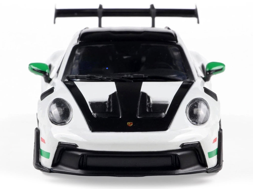 2023 Porsche 911 (992) GT3 RS "Tribute to Carrera RS Package" White with Green Stripes and Black Hood and Top 1/43 Diecast Model Car by Solido-0