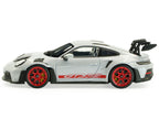 2023 Porsche 911 (992) GT3 RS Ice Gray Metallic with Pyro Red Stripes 1/43 Diecast Model Car by Solido-0