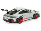 2023 Porsche 911 (992) GT3 RS Ice Gray Metallic with Pyro Red Stripes 1/43 Diecast Model Car by Solido-1