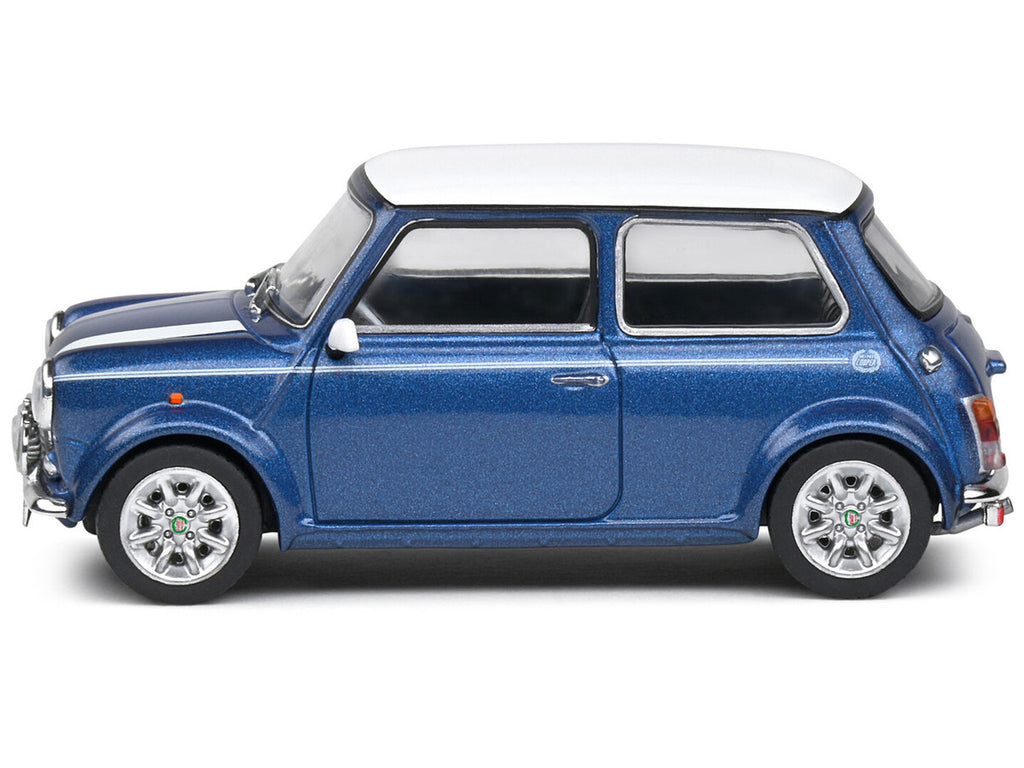 1994 Mini Cooper Sport Tahiti Blue Metallic with White Top and Stripes 1/43 Diecast Model Car by Solido-0