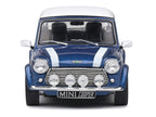 1994 Mini Cooper Sport Tahiti Blue Metallic with White Top and Stripes 1/43 Diecast Model Car by Solido-1