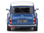 1994 Mini Cooper Sport Tahiti Blue Metallic with White Top and Stripes 1/43 Diecast Model Car by Solido-2
