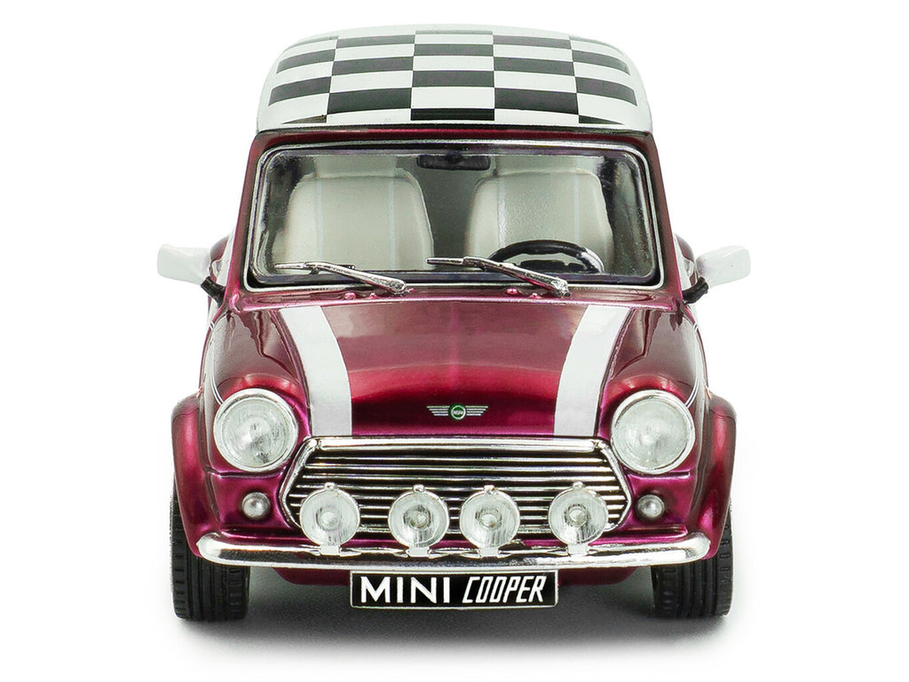 1997 Mini Cooper Sport Purple Metallic with White Stripes and Checkered Top 1/43 Diecast Model Car by Solido-2