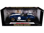 1965 Shelby Cobra 427 S/C Dark Blue Metallic with White Stripes with Printed Carroll Shelby's Signature on the Trunk 1/18 Diecast Model Car by Shelby Collectibles-1
