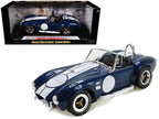 1965 Shelby Cobra 427 S/C Dark Blue Metallic with White Stripes with Printed Carroll Shelby's Signature on the Trunk 1/18 Diecast Model Car by Shelby Collectibles-2