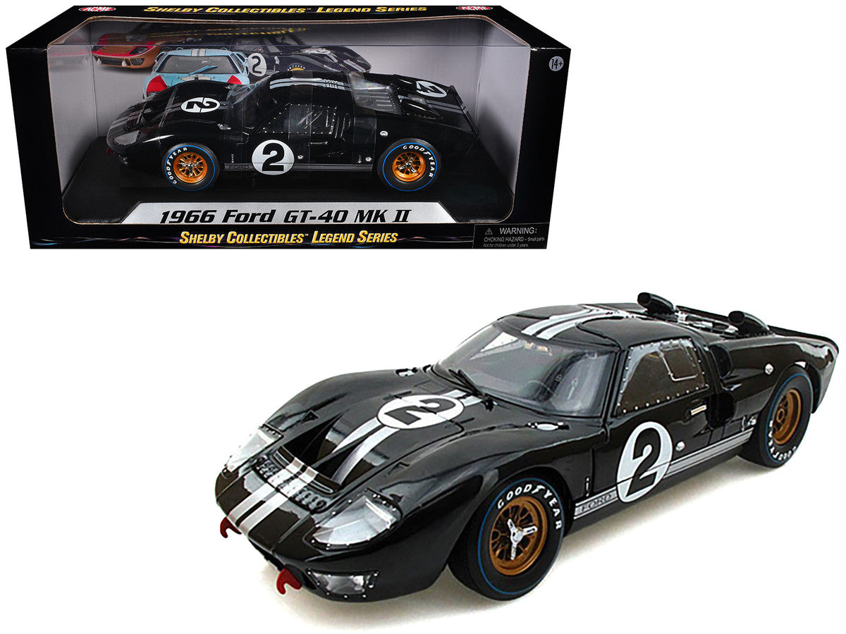 1966 Ford GT-40 MK II #2 Black 1/18 Diecast Model Car by Shelby Collectibles-2